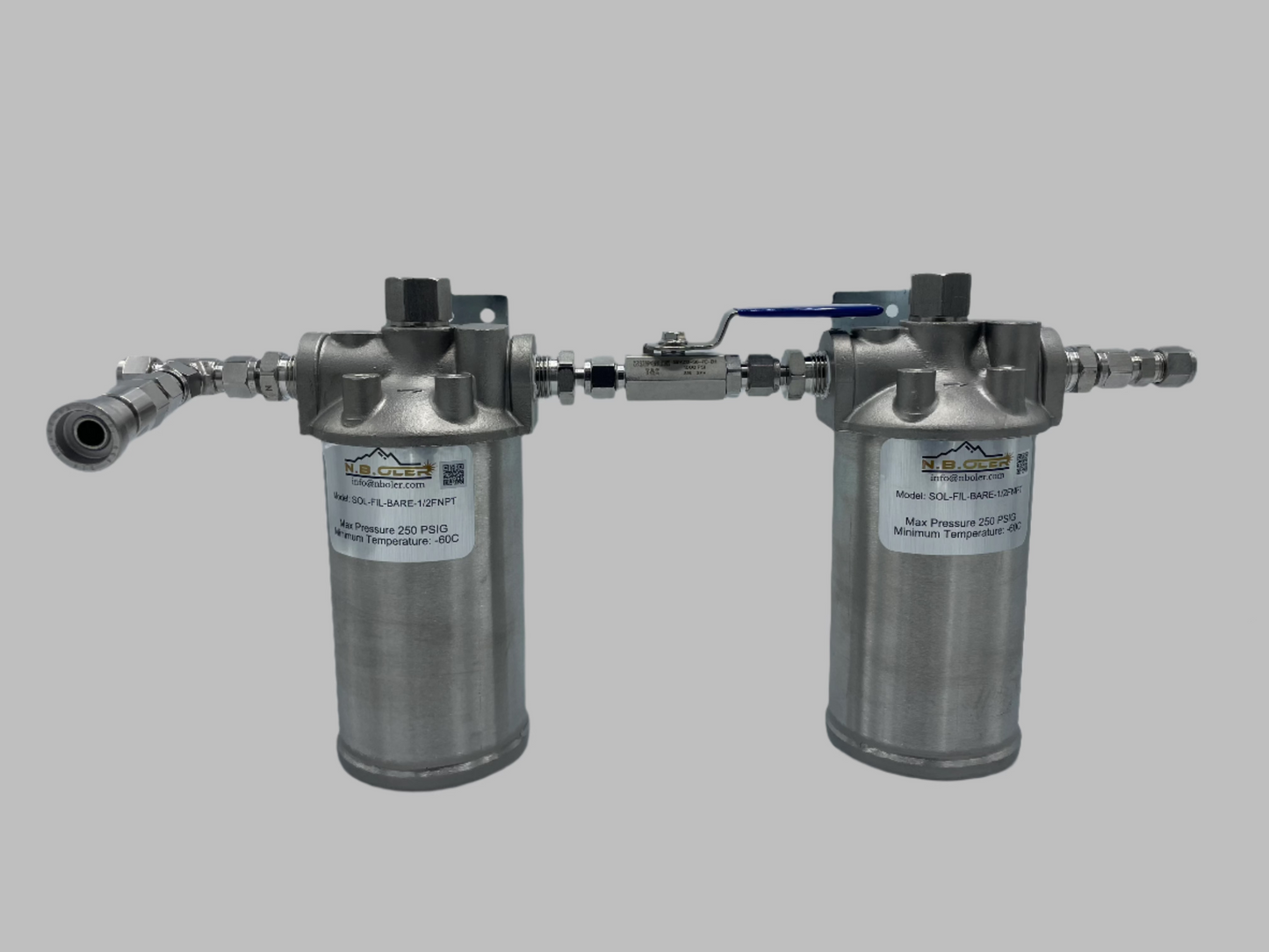 High-Performance Inline Solvent Filter – 1/2" FNPT, 250 PSI, 30 Lbs/Min Flow Rate - N.B.Oler