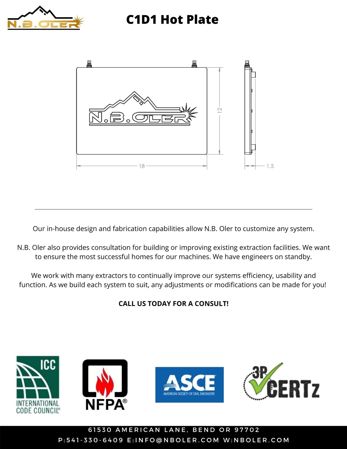 SafeTemp C1D1 Hot Plate - N.B.Oler
