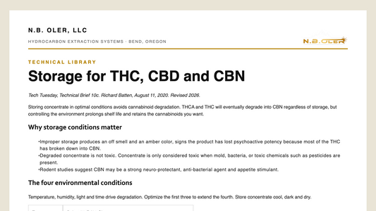Storage for THC, CBD and CBN, N.B. Oler technical library