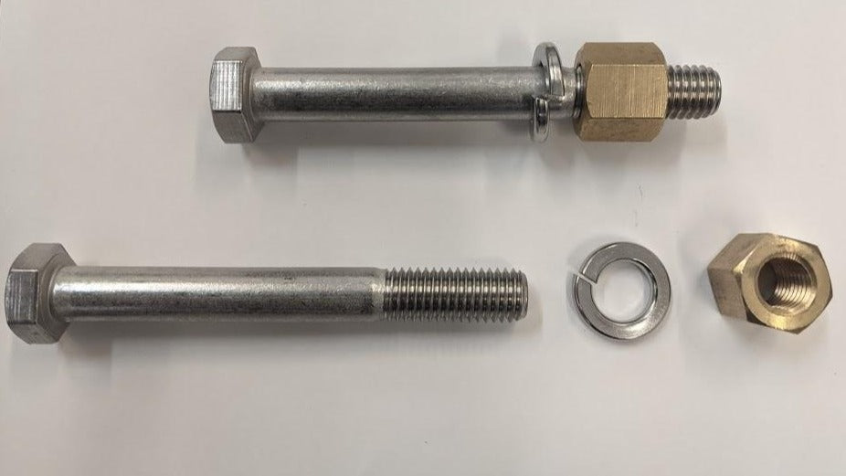 M12 x 1.75 Bolt Kit for 6" Heavy Duty Tri Clamp, Deep Brass Nut